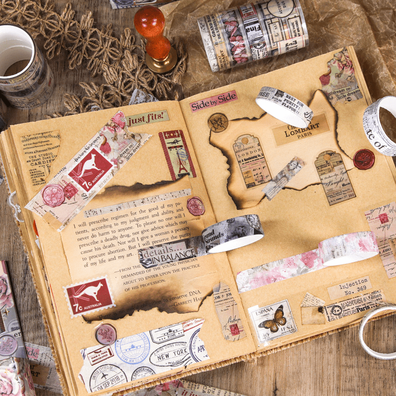 Vintage Collectible Stamps - Vintage vlinderstempel Washi Tape Set, 10
