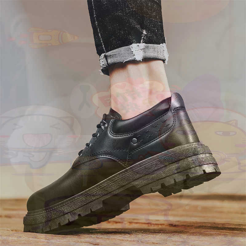 Small Vintage Collectible Items - Donker natuurlijk leer Mode-sneakers Tennis Herensneakers