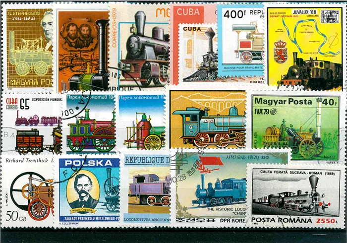 Collectible Vintage Postage Stamps - 50 stks/partij Vintage Oude Trein Postzegels