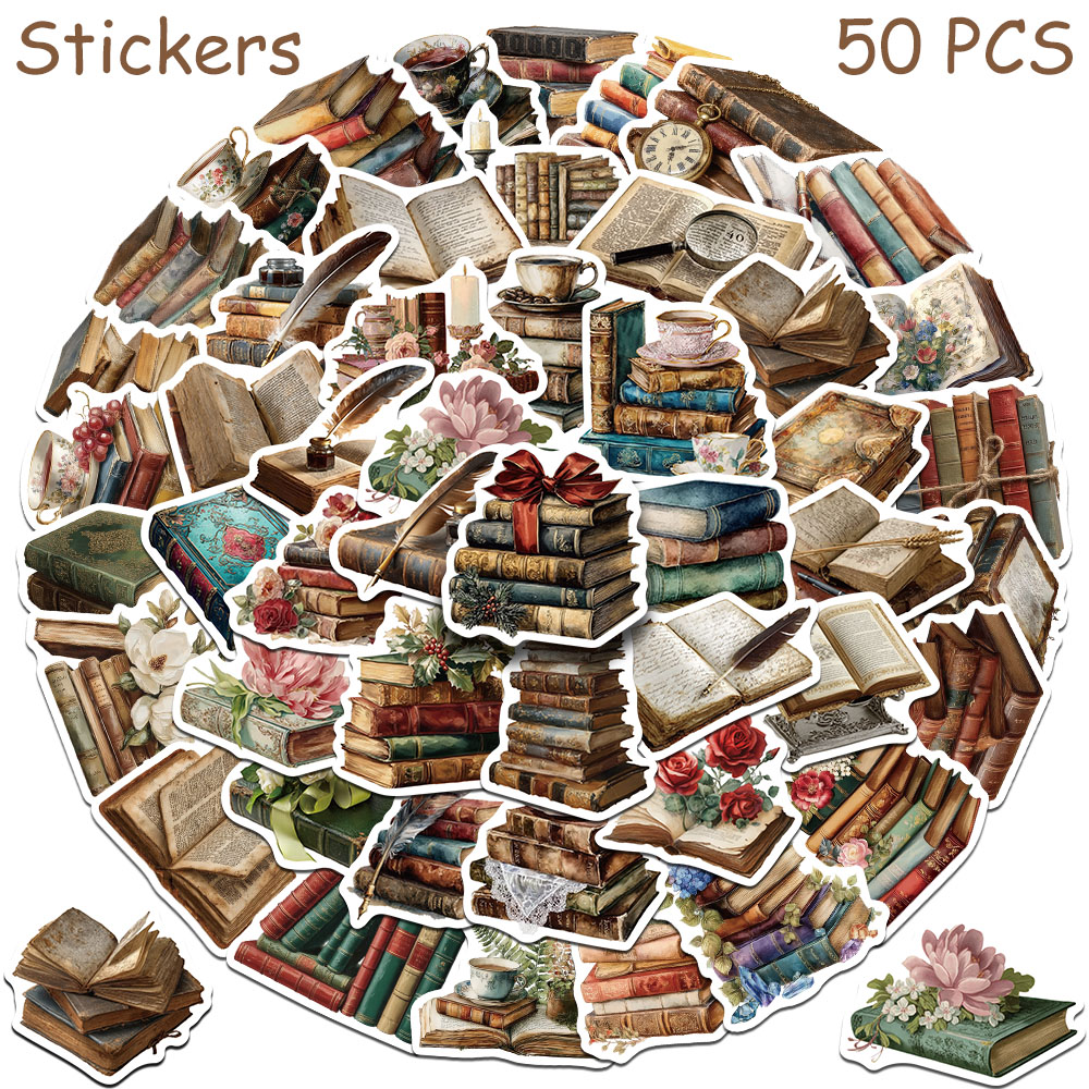 50 stuks vintage boekensticker - Vintage Collectible Books recensie en prijs